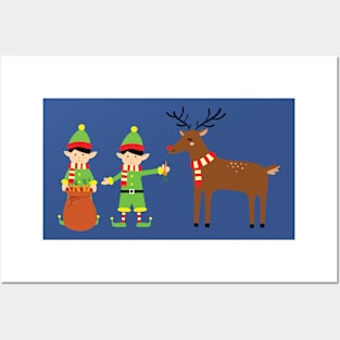 Elves feeding reindeer Posters and Art